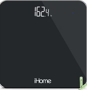 lot 42100 image: iHome Digital Battery Powered Bathroom Scale 397 lbs with Fit Personal Coach App, FSA and HSA Eligible, Black