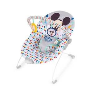 lot 42132 image: Bright Starts Disney Baby Vibrating Bouncer - Mickey Mouse Detachable Toy Bar, 5-Point Harness