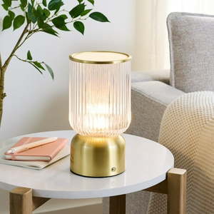 lot 42141 image: Better Homes & Gardens 9 inch Height Glass Uplight  Touch switch  USB-C Charging Cable included