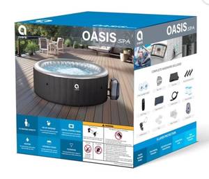 lot 37366 image: Avenli Oasis 2-3 Person Inflatable Hot Tub Spa  Cover, Rapid Heating up to 104°F, 105 Water Jets, 181 gal Capacity - Retail $299