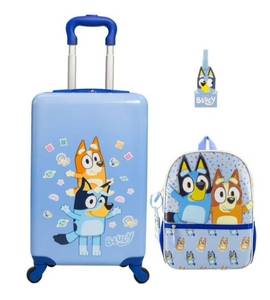 lot 37379 image: Bluey 3-Piece Luggage & Backpack Set With Luggage Tag
