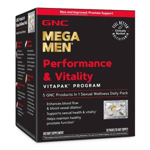 lot 40338 image: GNC Mega Men Performance and Vitality Vitapak Program  Convenient Complete Nutrition  For Circulation  Blood Flow  Prostate Health  Sexual Function  Horny Goat Weed  30 Count