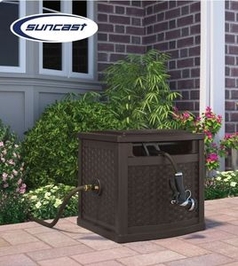 lot 40348 image: Suncast 150 Foot Slide Trak Outdoor Garden Water Hose Hideaway  Java - Retail $97