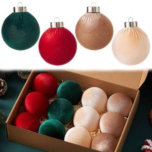 lot 40365 image: Velvet Christmas Ornaments, 12pcs Christmas Tree Ornaments Velvet 3.15 Inch Balls, Multicolor Brown Neutral for Xmas Wedding Party Holiday Decorations - Retail $10