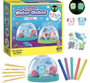 lot 41497 image: Creativity for Kids Make Your Own Water Globes Magical Axolotls - Create 2 Snow Globe Axolotl Craft Kit Toys, Ages