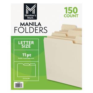 lot 41500 image: Members Mark Manila File Folders, Letter, 13 Cut Assorted Tabs, 150 per Box