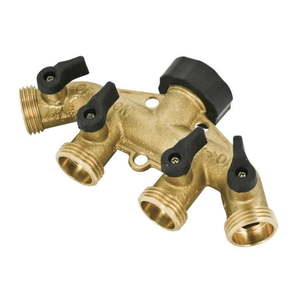 lot 41508 image: Expert Gardener Brass 4-Way Hose Faucet Manifold