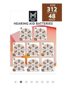 lot 42148 image: Members Mark Hearing Aid Batteries, Size 312, Brown Tab, 48 ct.