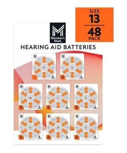 lot 42153 image: Members Mark Hearing Aid Batteries, Size 13, Orange Tab, 48 ct.