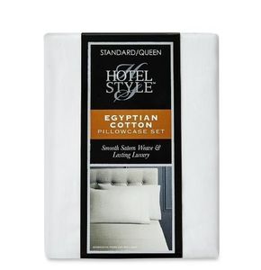 lot 42176 image: 438Hotel Style 600 Thread Count White Egyptian Cotton Adult Pillow Cases, Queen (2 Count)