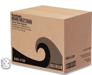 lot 42183 image: Boardwalk 2-Ply Toilet Paper, 96 Rolls, 500 Sheets per Roll, Septic Safe, White, Embossed