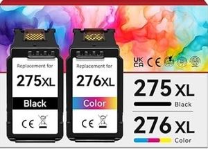 lot 42184 image: PG-275XL CL-276XL Compatible for Canon 275 and 276 Ink Cartridges Combo Pack PG 275 CL 276 XL Work for Canon Pixma TR4720 TS3720 TS3522 TS3520 TS3722 TS3500 TR4722 TR4723 TR4700 TS3700 Printer