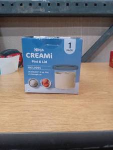 lot 42186 image: Ninja CREAMi 16 Oz Pint & Lid  Compatible with NC300 Series Ninja Creami Ice Cream Maker  XSKPNTLID1 Gray