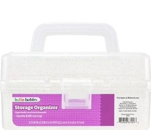 lot 42205 image: Hello Hobby Arts & Craft Storage Case with Lift Out Tray Clear with Glitter