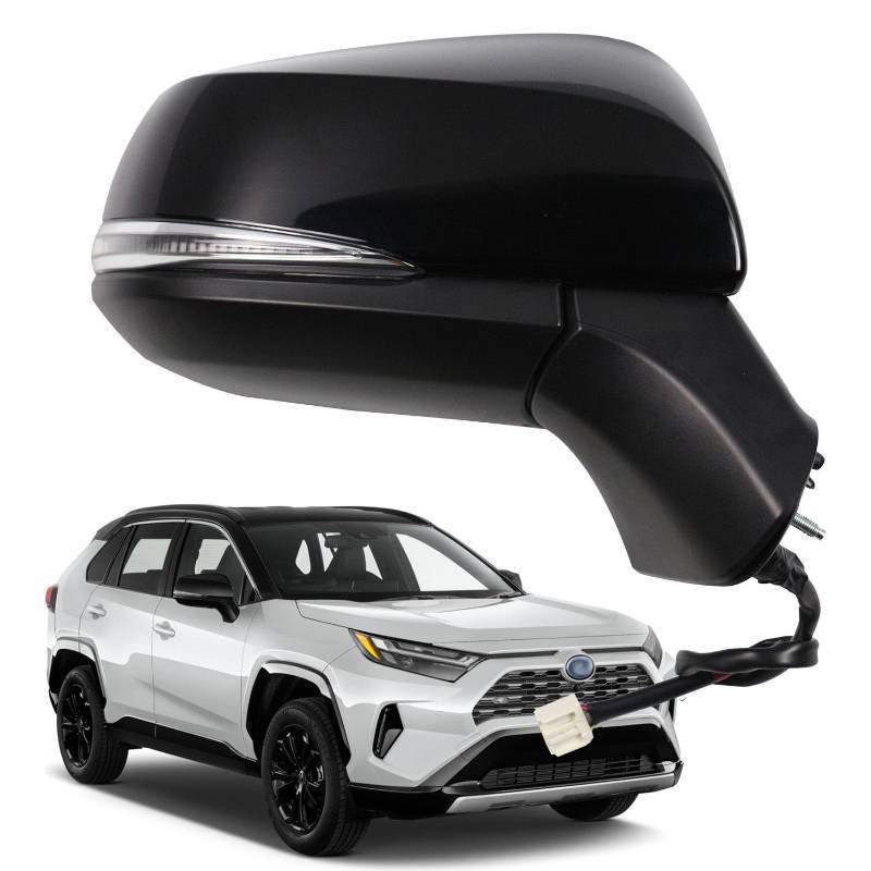 lot 12205 image: Liizoo Side Mirror for RAV4 2022 2023 Car Door Mirror Fits for Toyota RAV4 2019 2020 2021 Right Passenger Side  Power  Heated Turning Signal BSM replace partslink TO1321384, TO1321388 BLACK (RH)