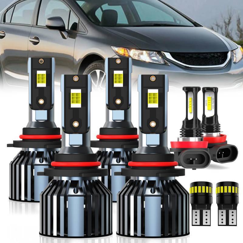 lot 12101 image: AMXTOBUB For 2006-2013 & 2014-2015 Sedan Honda Civic light Bulbs, 9005 High Beam 9006 Low Beam H11 Fog Light License Plate Lights Combo, 8PCS