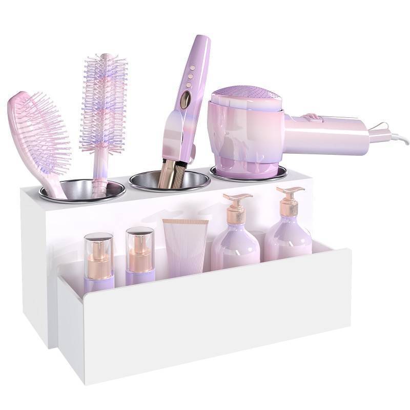 lot 19945 image: PITBVO Hair Tool Organizer, Removable Blow Dryer Holder for Bathroom, Hot Tools Organizer For Hair Dryer, Blow Dryer, Curling Iron, Hair Straightener, Bathroom Countertop Organizer, Matte White