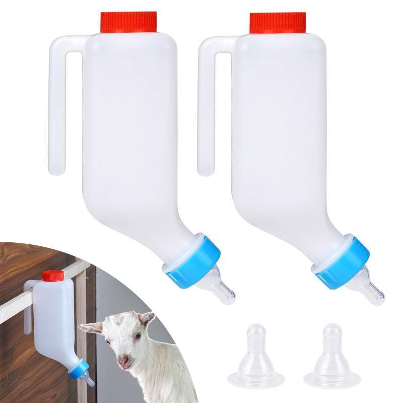 lot 20367 image: KHEARPSL 2pcs 800ml Lamb Feeding Bottle Thickened Goat Feeder Bottles Hang Upside Down Livestock Milk Bottle with Measurements Fawns Nursing Bottles for Goat Lamb Fawns Nigerian Dwarf Doeling (2pcs)