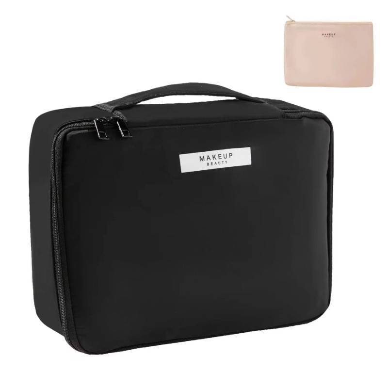 lot 20396 image: Queboom Travel Makeup Bag Cosmetic Bag Makeup Bag Toiletry bag for women and men (Black)