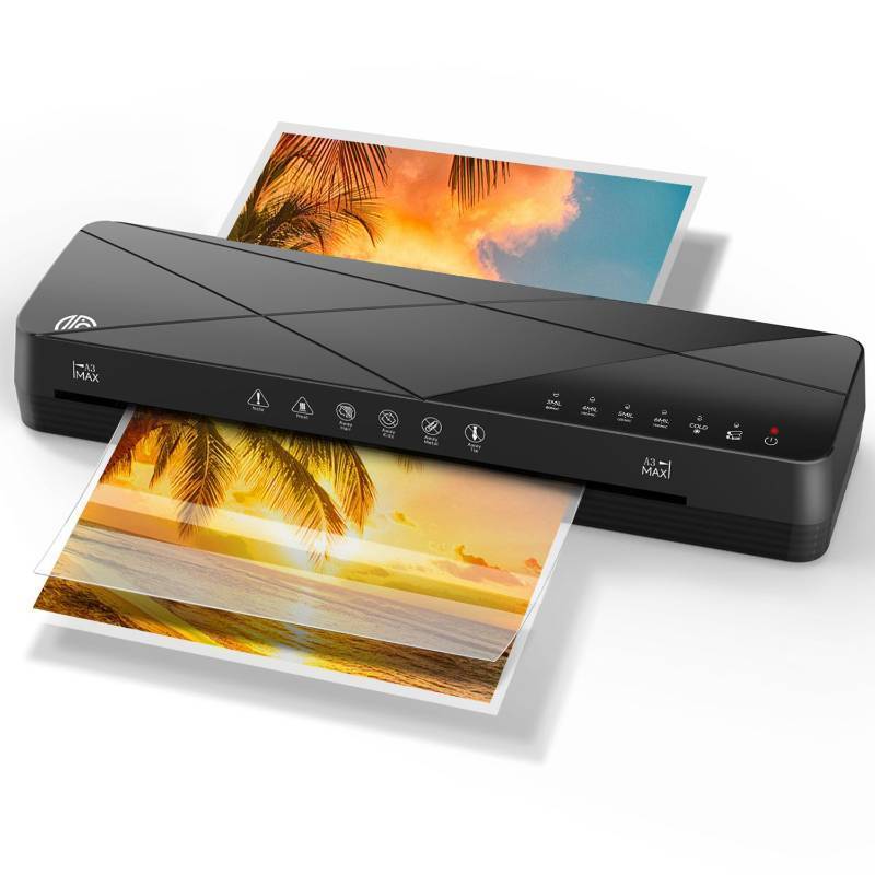 lot 13851 image: Crenova Laminator Machine 13 inch,Laminator with Touch Screen, 60s Quick Warm Up Auto Off, Hot and Cold Laminator with ABS Jam Free, Laminator for Home Office School, Black