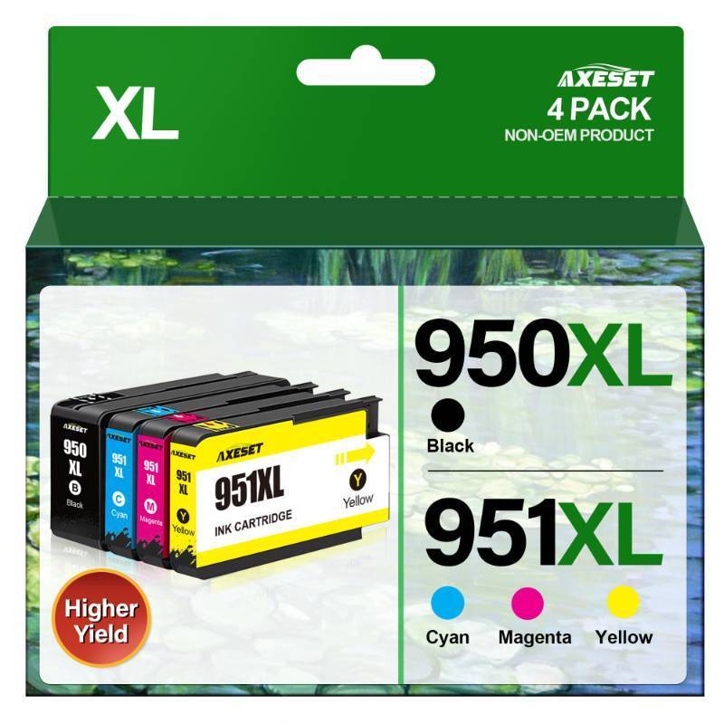 lot 14259 image: AXESET Compatible 950XL 951XL Ink Cartridges Combo Pack Replacement for HP OfficeJet Pro 8600 8610 8620 8100 8630 8660 8640 8615 76DW 251DW, Black, Cyan, Magenta, Yellow, 4-Pack