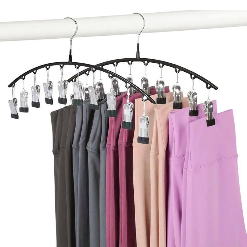 lot 4320 image: Legging Hangers for Closet Organizer, Hat Hangers for Closet 2 Pack with 10 Clips Holds 20 Leggings, Legging Hanger, Pants Storage Organizer Suitable for Socks, Panties, Underwear, Pants
