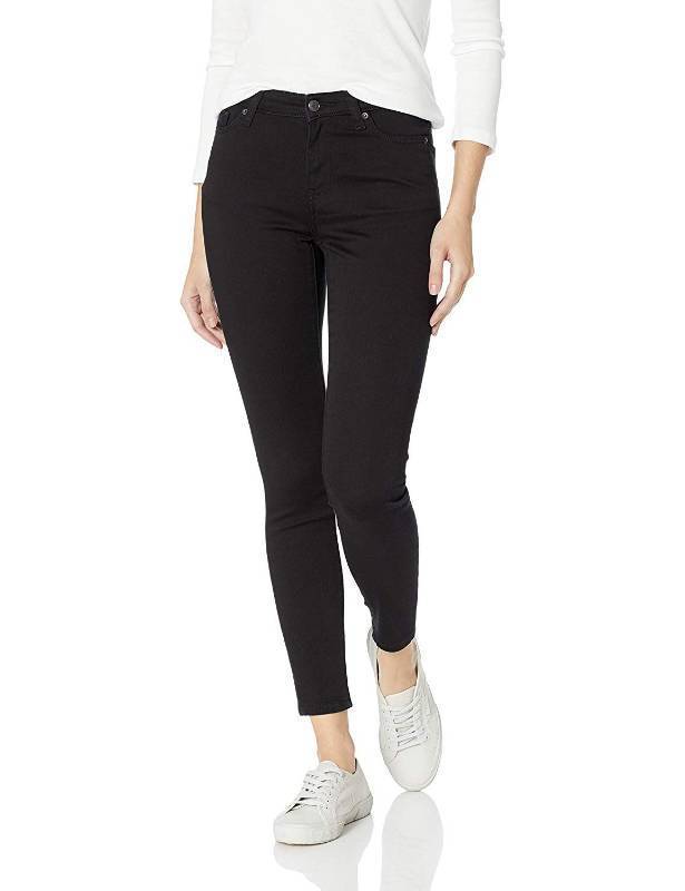 lot 12142 image: Amazon Essentials Womens Mid-Rise Stretchy Skinny Jeans, Black, 4 Long
