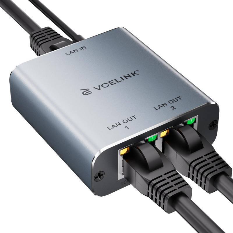 lot 12161 image: VCELINK Ethernet Splitter 1 to 2, 1000Mbps Ethernet Switch with USB Power Cable, Supports 2 Devices Simultaneously Networking, Compatible with Cat7Cat6Cat5, Ideal for PS5, Xbox, Smart TVs, Laptops