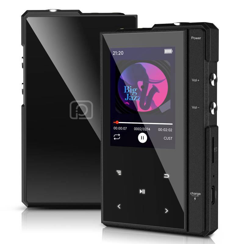 lot 20370 image: 96GB MP3 Player with 90 Hours Long Battery Life,Bluetooth 5.0,Phinistec Z6 Digital Audio Player with Sturdy and Durable Metal Frame, 2.4 IPS Glass Screen,FM Radio,Support up to 256GB (Black, 96, GB)