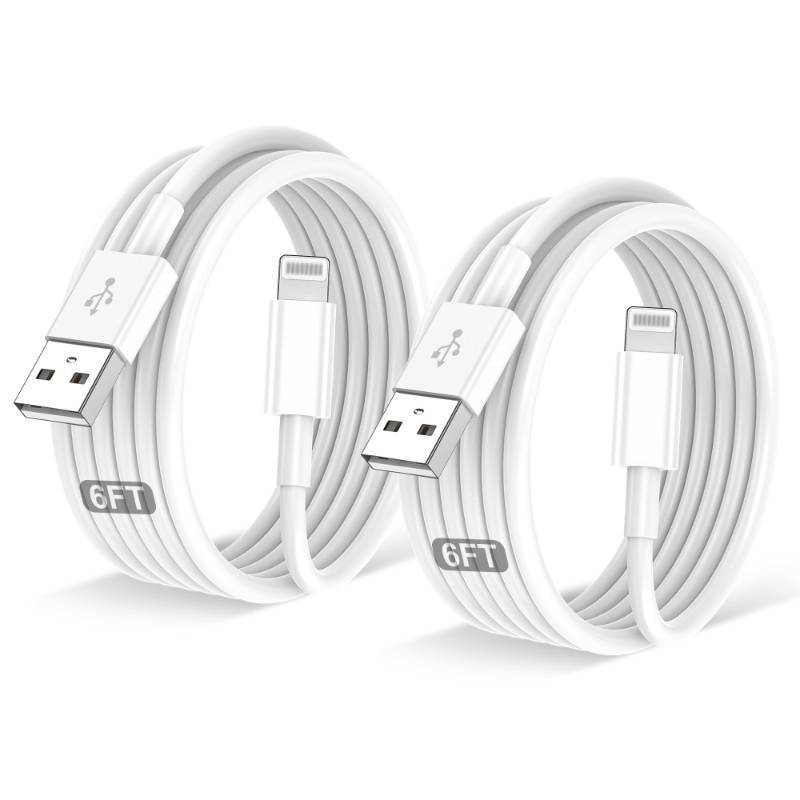 lot 12119 image: 2PACK for iPhone Charger 6FT,Lightning Charging Cable,for Apple Certified Cord for iPhone 14131211 ProXXs MaxXR8 Plus76sSE5c5s,for iPad AirMini USB Charge 6Foot