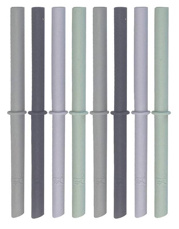 lot 18431 image: Elk and Friends Adult & Kids Reusable Silicone Straws with Stopper for 8oz & 10oz Mason Jars or Tumblers, Pack of 8 Colorful Straws 6.3