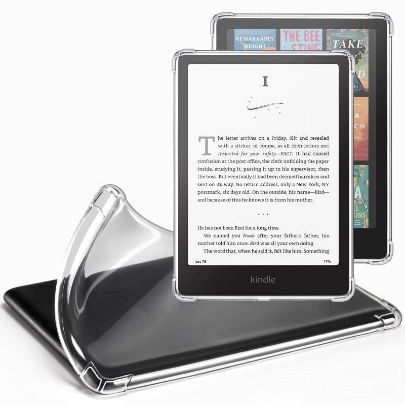 lot 12210 image: CoBak Clear Case for All-New Kindle Paperwhite 12th Gen 2024 (7) & Kindle Colorsoft Signature Edition (7) - Lightweight, Scratch-Proof Silicone Back Cover, Clear