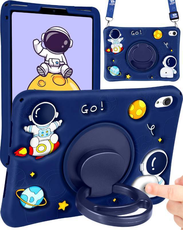 lot 16432 image: Wazzasoft for iPad mini 7 A17 Pro 2024, for iPad mini 6 Case 8.3 Inch Boys Cute Astronaut Cover Kawaii Spacemen Cool with Rotating Stand  Strap Soft Silicone Funda for iPad mini 7th6th Gen Cases