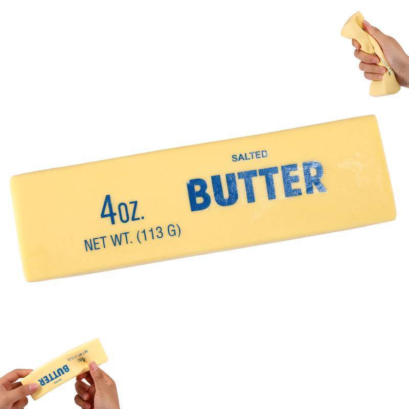 lot 20357 image: Lyreh 1pcs Squeeze Butter Squishy Toy, PU Material Butter Stick Slow Rising Squeeze Food Fidget Toy for Office School (Light Yellow)