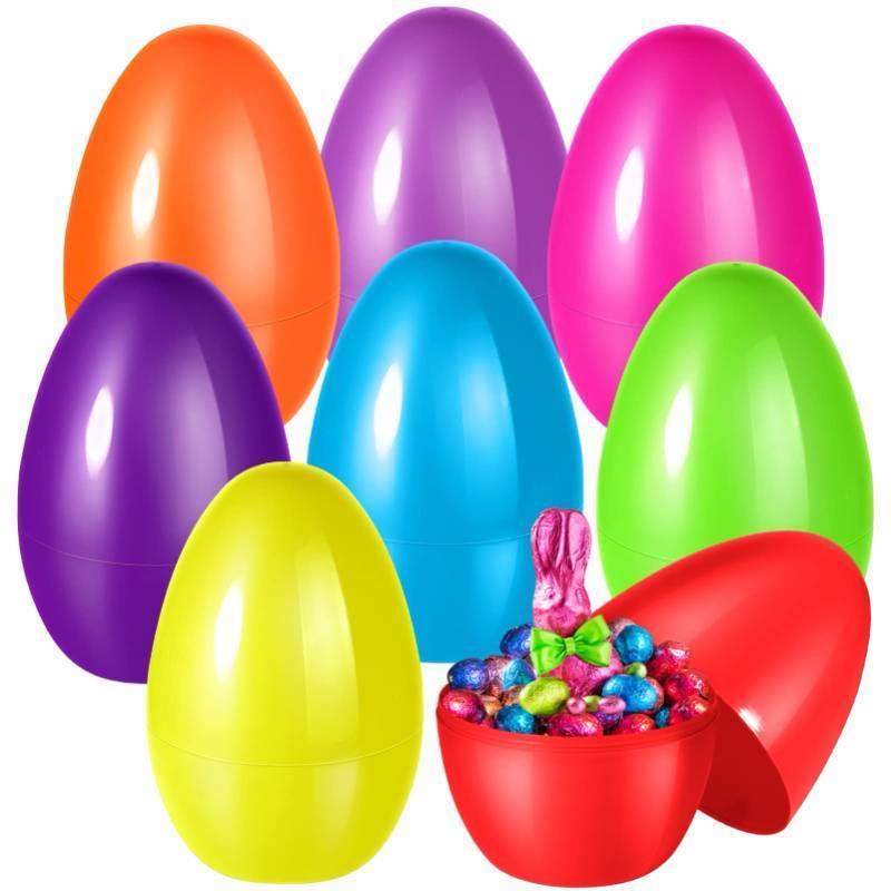 lot 19912 image: Shemira 8PCS Jumbo Easter Eggs, 10 Large Plastic Eggs for Egg Hunt, Empty Easter Eggs for Filling Treats,Fillable Eggs Bulk,Basket Stuffers Fillers, Easter Party Favor