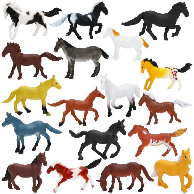 lot 4285 image: ONEST 18 Pieces Mini Horse Figurines Playset Hand Painted Tiny Horse Realistic Detailed Plastic Horse Figures