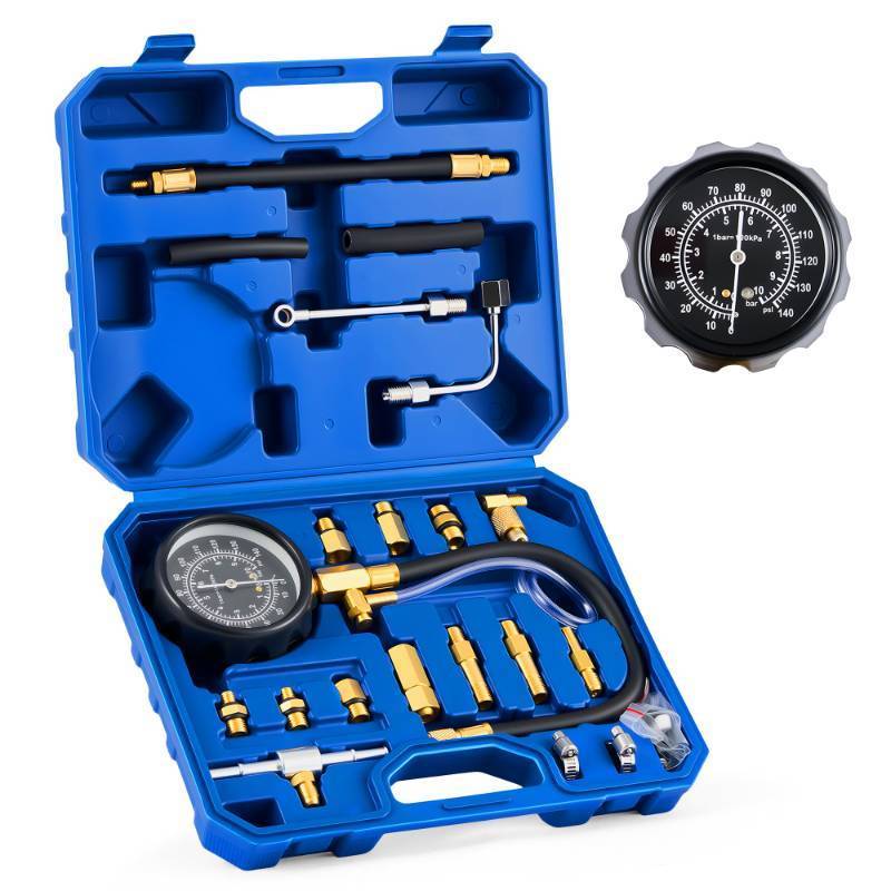 lot 19914 image: Orion Motor Tech Fuel Pressure Test Kit, Fuel Pressure Tester with 0-140 psi Fuel Pressure Gauge Hoses Adapters, Heavy-Duty Fuel Pressure Gauge Kit Gasoline Car Truck Motorcycle Diagnostic Tool