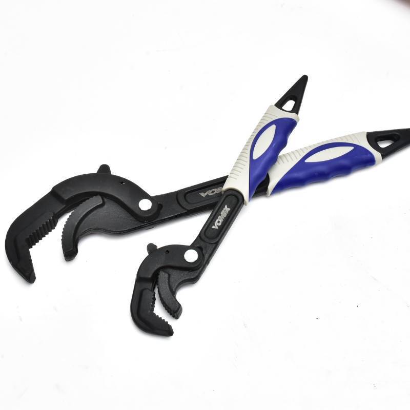 lot 12150 image: vomex 2Pcs Self Adjusting Wrenches Sets - 10.5 & 14 Self Locking Pliers,Multi-Function,3 Sides Teeth,Non-Slip Handle,Suit for Pipe Vise Micro 5 Wrench