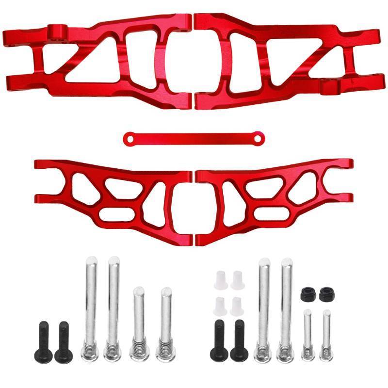 lot 20410 image: Vgoohobby Aluminum Suspension A-Arms Set wTie Bar Front Rear Upgrades Parts Compatible with 110 Traxxas Slash 2WD RC Car,Replacement of 2555 3631 2532 (Red)