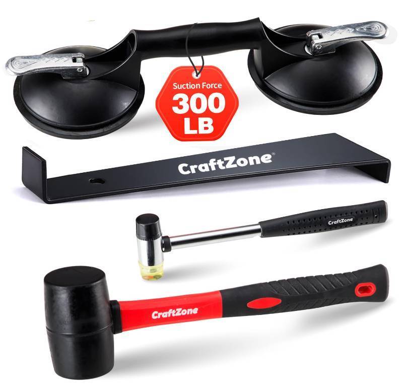 lot 11070 image: 4PC Laminate Flooring Tools, Floor Gap Repair Tool Set with Suction Cup & Rubber Mallet Hammer, Fixer Tool for Floating Wood Floors