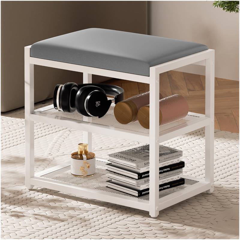 lot 11016 image: ZHOOGE Small Ottoman with Storage, Vanity Stool Chair Faux Fur, Foot Ottoman, Square Makeup Stool for Small Spaces, Living Room, Bedroom, Bathroom, Entryway, White