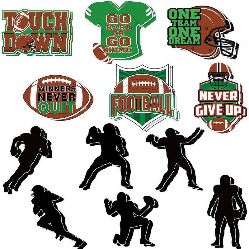 lot 12086 image: Fuyoooo 24 Pcs Large Size Football Cutouts 7-14 Inch Tall Sport Theme Paper Cut Out Football Party Decoration for Locker Bulletin Board Decor Baby Shower Birthday Sport Party Wall Decoration