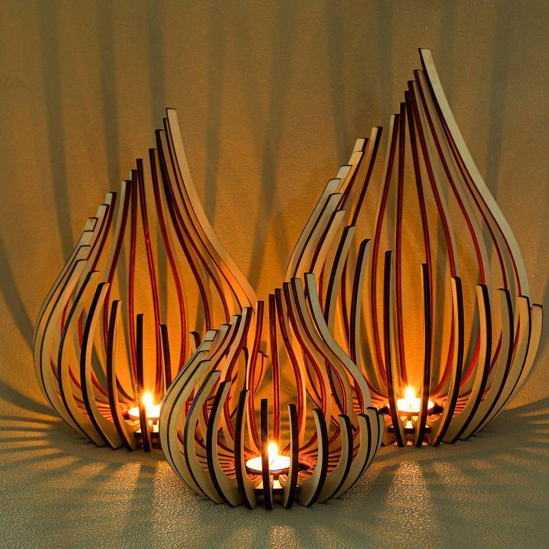 lot 14193 image: BrightRow 3 Pack Large Wooden Tealight Candle Holder Spiral Decorative Log Cabin Decor 3 Size Farmhouse Rustic Tealight Candle Holder for Home Wedding Party Birthday Holiday Decoration