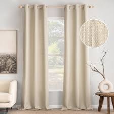 lot 14261 image: MIULEE Beige (52  90  2) Linen Texture Window Curtain