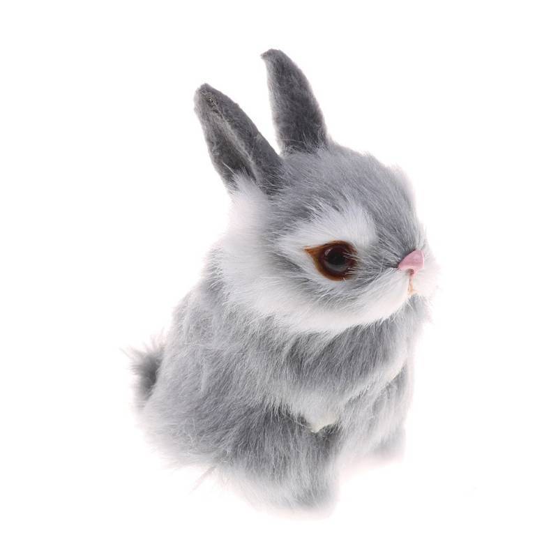 lot 12245 image: GUDVES Mini Realistic Cute Plush Rabbits Fur Lifelike Animal Easter Bunny Simulation Toy Model Gift Miniatures Decorations, Gray (Gray)