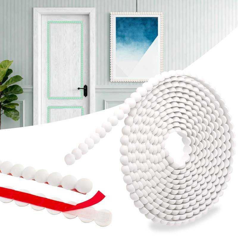 lot 12238 image: VEEVIIY 192 x 0.59 Flexible Molding Trim Peel and Stick Molding for Home Walls, Easy to Paint, Decorative Bead Pearl DIY Wall Trim Molding for Bathroom Doors, Windows, Mirrors Frame, Tile, Cabinet