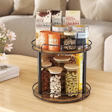 lot 1873 image: LAMU Wood Two Tier Susan Lazy Susan