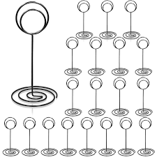 lot 20422 image: Black Wire Spiral Table Number Photo Holder Stand Set of 20