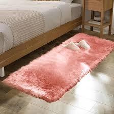lot 19987 image: Pink Faux Fur Sheepskin Area Rug (Used)