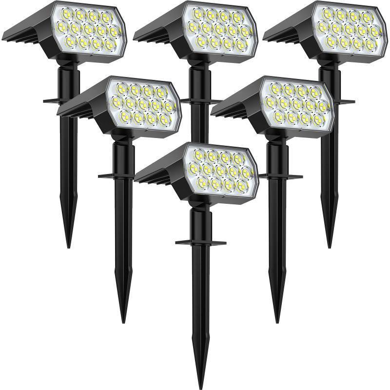 lot 19972 image: WELALO Solar Spot Lights Outdoor, 6 Pack65 LED3 Modes Solar Landscape Spotlights, Solar Powered Christmas Halloween Lights, IP68 Waterproof Wall Lights for Walkway Yard Garden Driveway(Cool White)